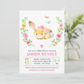 Bunny Baby Meisje Douche Roze Sprinkle Schattige B Kaart (Staand voorkant)