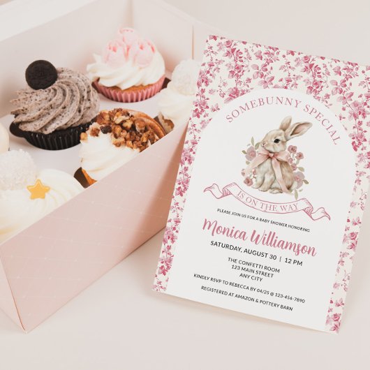 Bunny Baby Meisje Douche Uitnodiging Toile