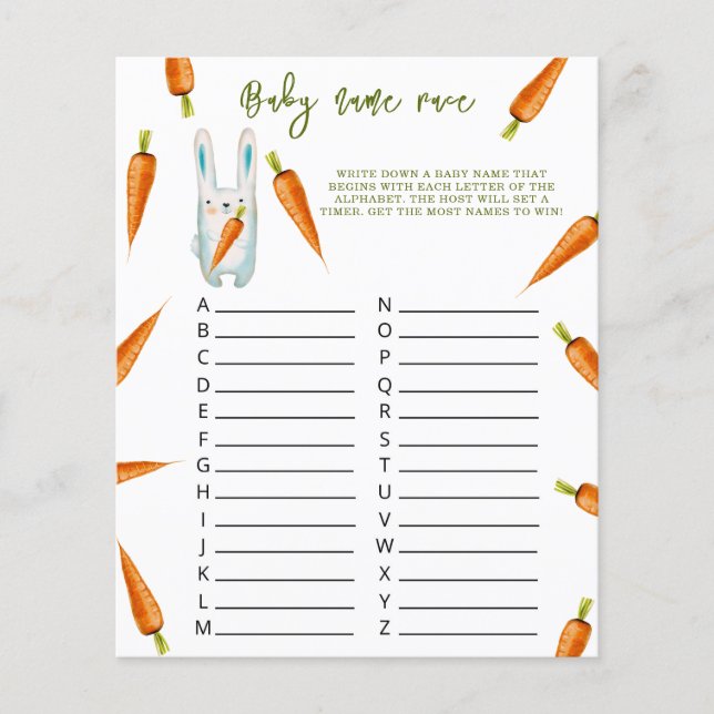 Bunny - Baby naam race spel (Voorkant)