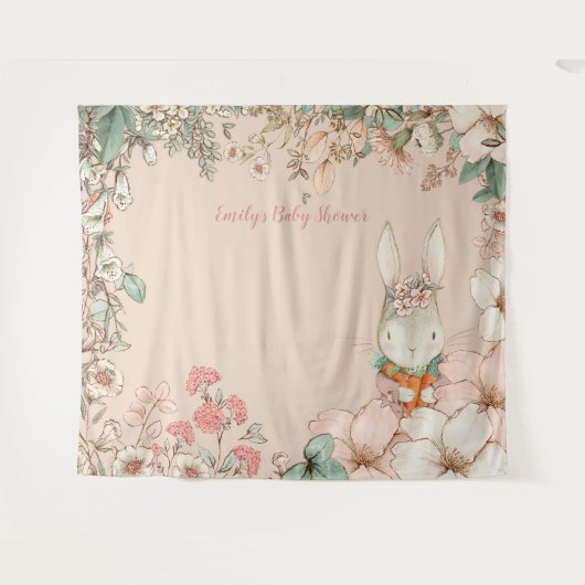  Bunny Baby shower Achtergrond landschap Perzik Wandkleed (Voorkant (horizontaal))