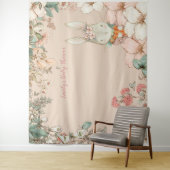 Bunny Baby shower Achtergrond landschap Perzik Wandkleed (In situ)