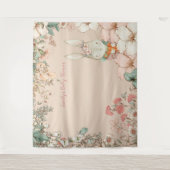  Bunny Baby shower Achtergrond landschap Perzik Wandkleed (Voorkant)