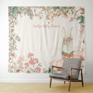  Bunny Baby shower Achtergrond Landschapscrème Wandkleed