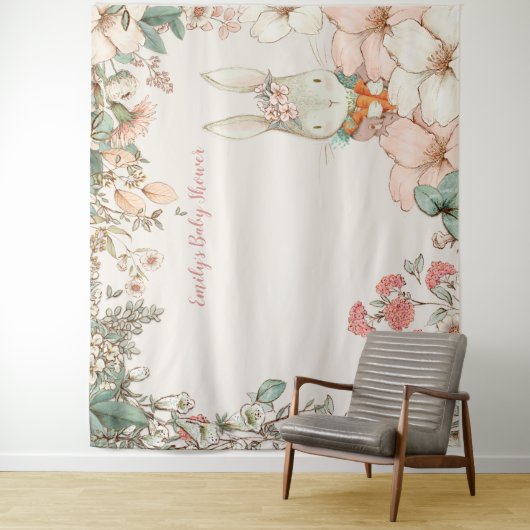  Bunny Baby shower Achtergrond Landschapscrème Wandkleed (In situ)