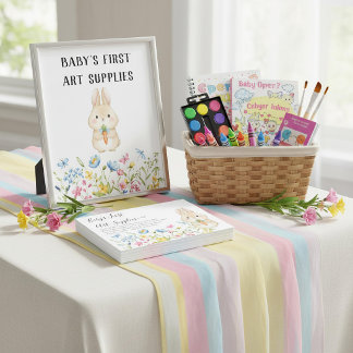 Bunny Baby Shower “Baby's First Art Supplies"  Poster