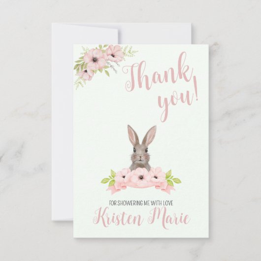 Bunny Baby shower Bedankkaart (Voorkant)