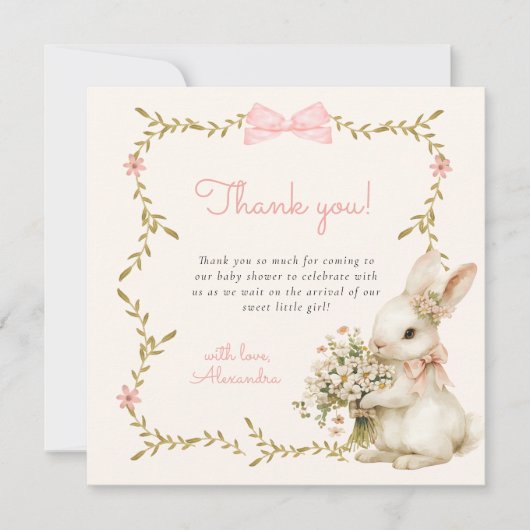  Bunny Baby shower Bedankt Card (Voorkant)