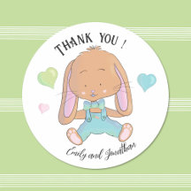 Bunny Baby shower Bedankt Witte Ronde Sticker