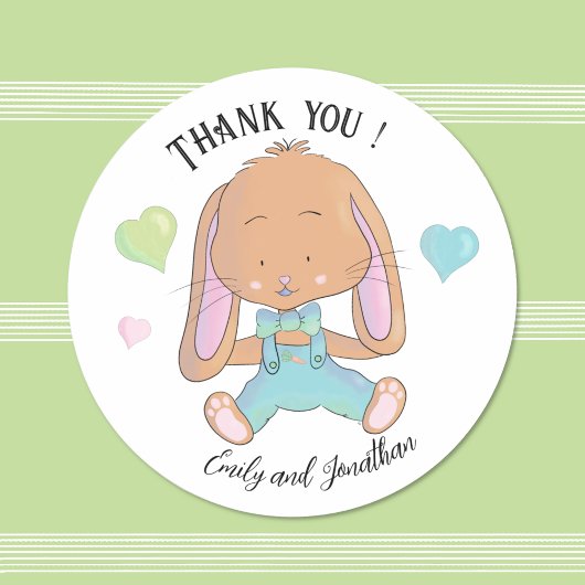 Bunny Baby shower Bedankt Witte Ronde Sticker