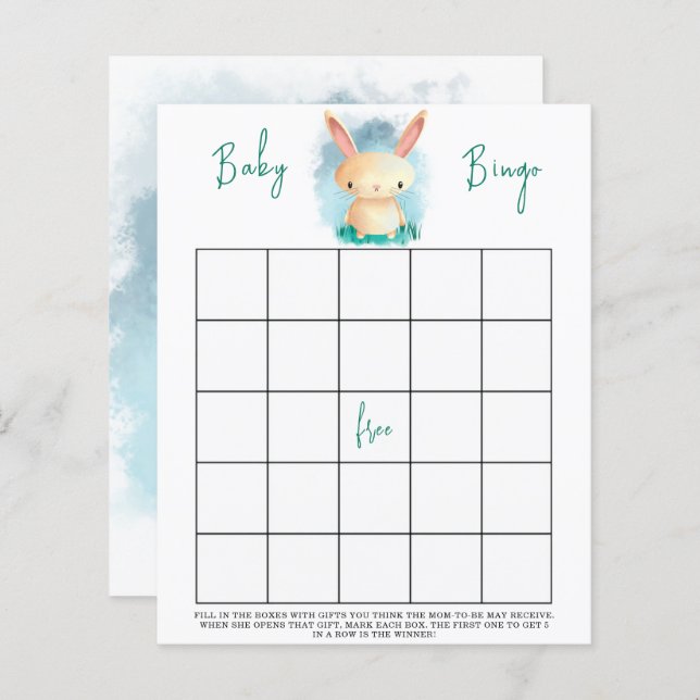 Bunny Baby shower bingo (Voorkant / Achterkant)