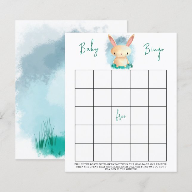 Bunny Baby shower bingospel (Voorkant / Achterkant)