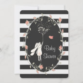 Bunny Baby shower Black White Stripe Floral Wreate Kaart (Voorkant)