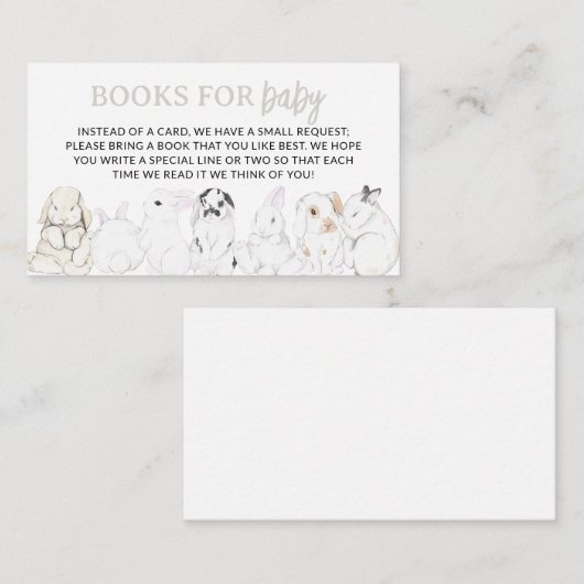 Bunny Baby shower Boeken voor Baby Library Informatiekaartje (Voorkant / Achterkant)