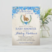 Bunny BABY SHOWER boy Beauful Floral Kaart (Staand voorkant)