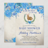 Bunny BABY SHOWER boy Beauful Floral Kaart (Voorkant / Achterkant)