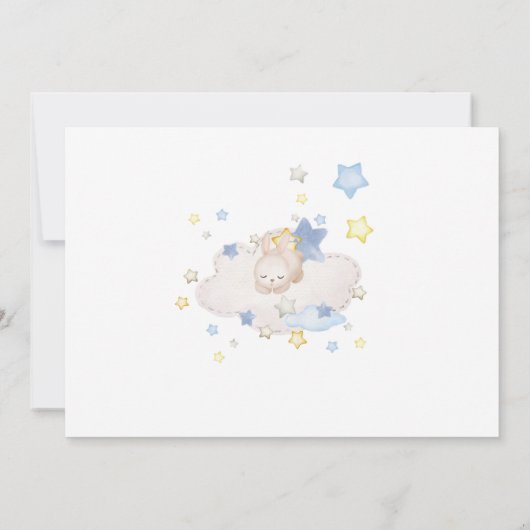 Bunny Baby shower Boy Bedankkaart (Achterkant)