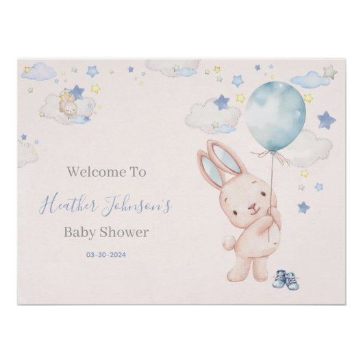 Bunny Baby shower Boy Perfect Poster (Voorkant)