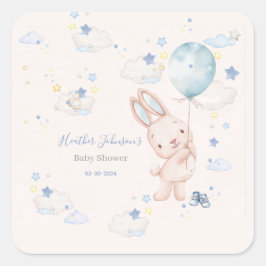 Bunny Baby shower Boy Vierkante Sticker