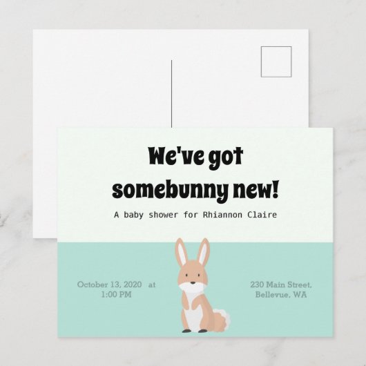 Bunny Baby shower Briefkaart (Voorkant / Achterkant)