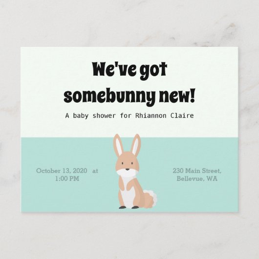 Bunny Baby shower Briefkaart (Voorkant)