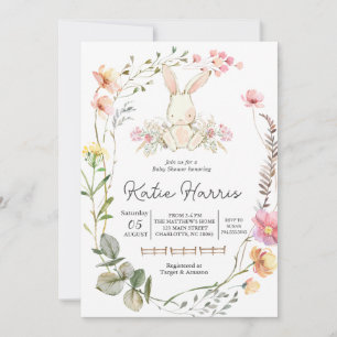 Bunny Baby shower, bunny baby Invitation Kaart