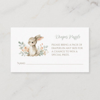 Bunny Baby Shower Diaper Raffle Cards Inserts Informatiekaartje