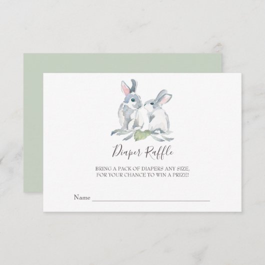 Bunny Baby shower Diaper Raffle Kaart (Voorkant / Achterkant)