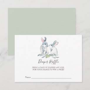 Bunny Baby shower Diaper Raffle Kaart