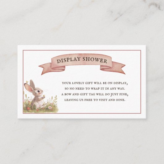 Bunny Baby shower Display Douche Informatiekaartje (Voorkant)