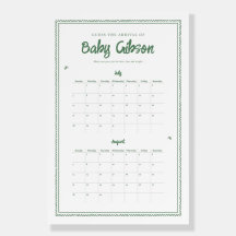 Bunny Baby Shower Due Date Calendar Game Sign