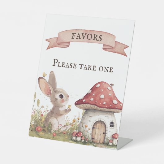  Bunny Baby shower Favors Reclamebord Met Voetstuk (Voorkant)