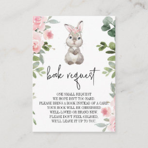 Bunny Baby shower Floral Book Request Informatiekaartje