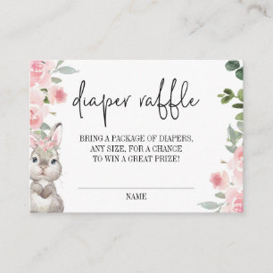 Bunny Baby shower Floral Diaper Raffle  Informatiekaartje