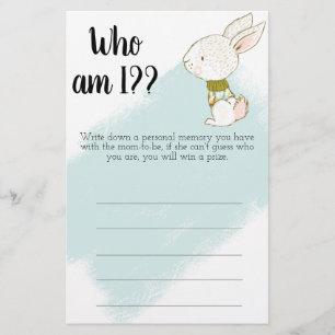 Bunny Baby shower Game - Hoe gaat het met mij? Flyer