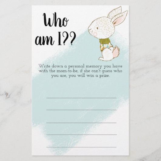 Bunny Baby shower Game - Hoe gaat het met mij? Flyer (Voorkant)