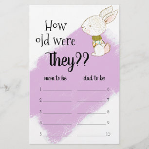 Bunny Baby shower Game - Hoe oud zijn ze? Flyer