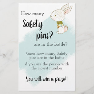 Bunny Baby shower Game - Safety pins Flyer