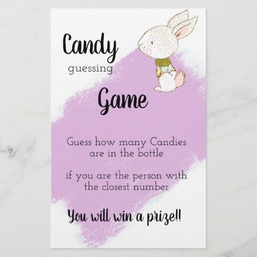 Bunny Baby shower Game - Snoep Flyer (Voorkant)