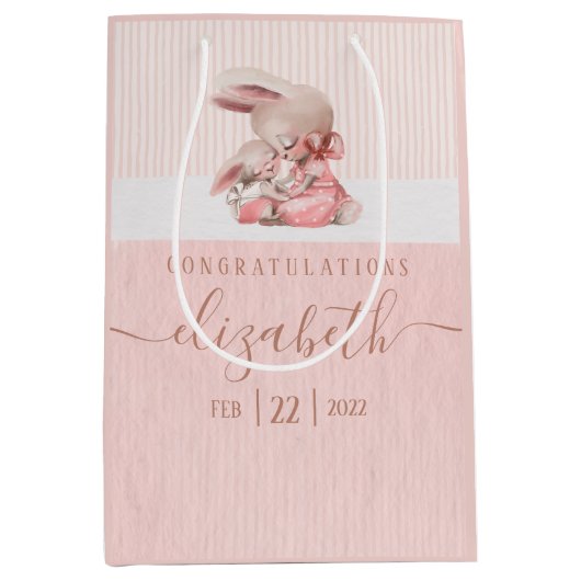 Bunny Baby shower Gift Bag Medium Cadeauzakje (Voorkant)