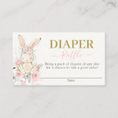 Bunny Baby shower Girl Diaper Raffle Card Informatiekaartje (Voorkant)