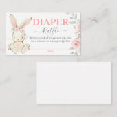 Bunny Baby shower Girl Diaper Raffle Card Informatiekaartje (Voorkant / Achterkant)