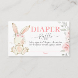 Bunny Baby shower Girl Diaper Raffle Card Informatiekaartje