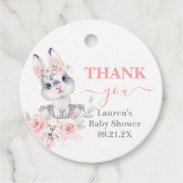 Bunny Baby shower Girl roze Favor Tags Bedankjes Labels