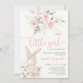 Bunny Baby shower Girl-uitnodiging Kaart (Voorkant)