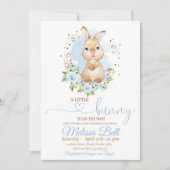 Bunny Baby shower Invitation Boy Spring boho Kaart (Voorkant)
