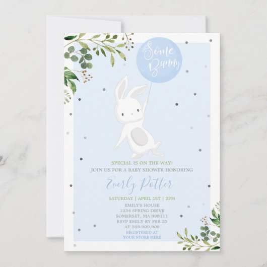 Bunny Baby shower Invitation Some Bunny Special Kaart (Voorkant)