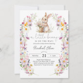 Bunny Baby Shower Invite, Wildflower Spring Design Kaart (Voorkant)