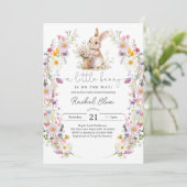 Bunny Baby Shower Invite, Wildflower Spring Design Kaart (Staand voorkant)