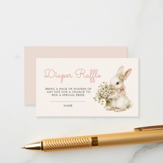  Bunny Baby shower Luier Raffle Informatiekaartje (Voorkant / Achterkant in situ)