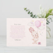 Bunny Baby shower Meisje Bedankkaart (Staand voorkant)